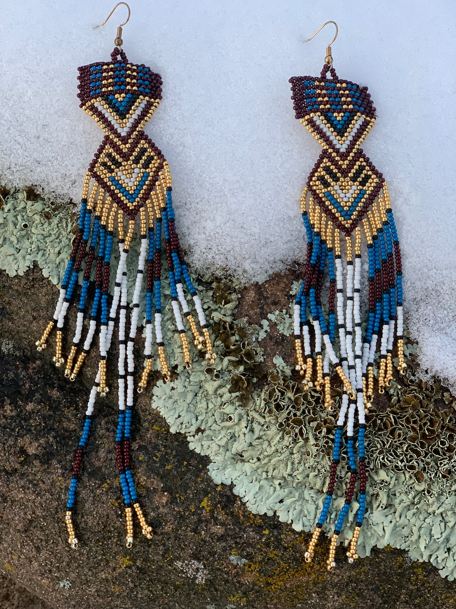 Beautiful Shimmery authentic Native American Beaded Earrings