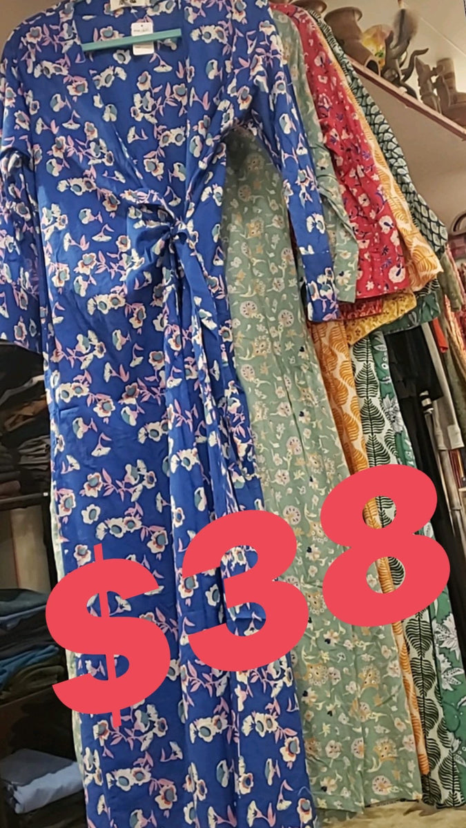 COTTON WRAP DRESS Maxi Choose Your Size And Color s/m / red