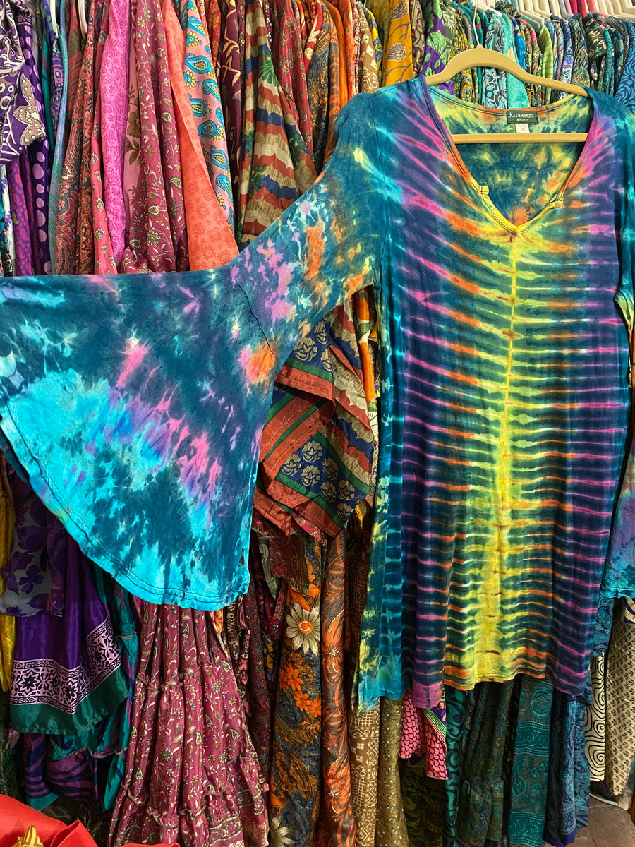 Tie Dye Queen Sexy Boho Hippie Chic Criss Cross Back Maxi Dress with S –  Shop Bouboulina