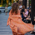 3 Piece SILK PANTS SET with Kimono Robe , orange 1970s, one size