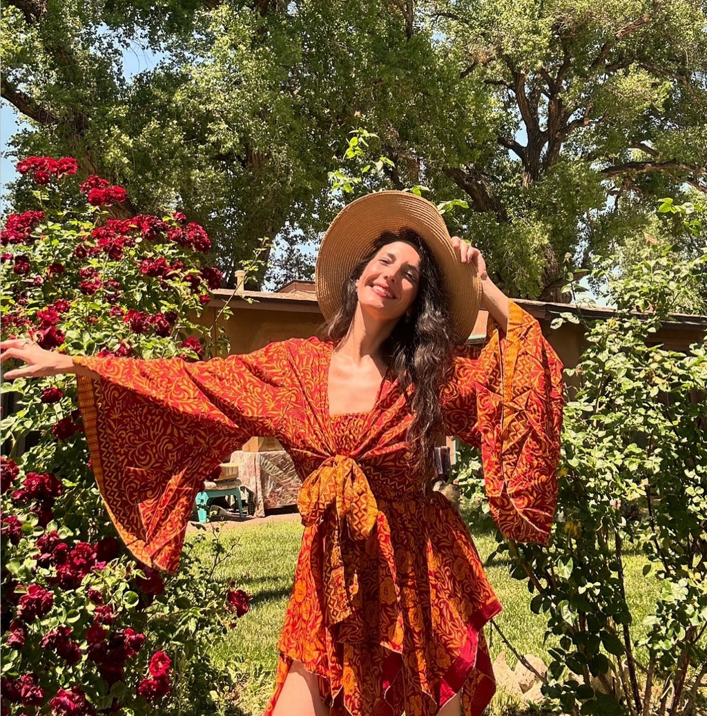 SILK FAIRY SET Skirt Set with Wrap Top Rust Red