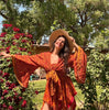 SILK FAIRY SET Skirt Set with Wrap Top Rust Red
