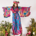 Day Dream Pink Watercolor SILK SLIP DRESS SET, fits 0-16, Super Bell, fits xs/xlarge, 70s