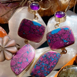 VINTAGE AMETHYST EARRINGS Silver Dangle Rare Native American Handcrafted