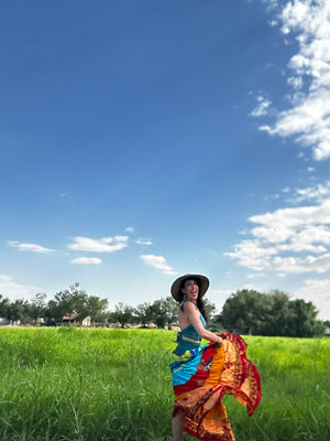 SILK SKIRT Patchwork, One size to xl 100% Silk, Can be a Tube Dress too,  One size