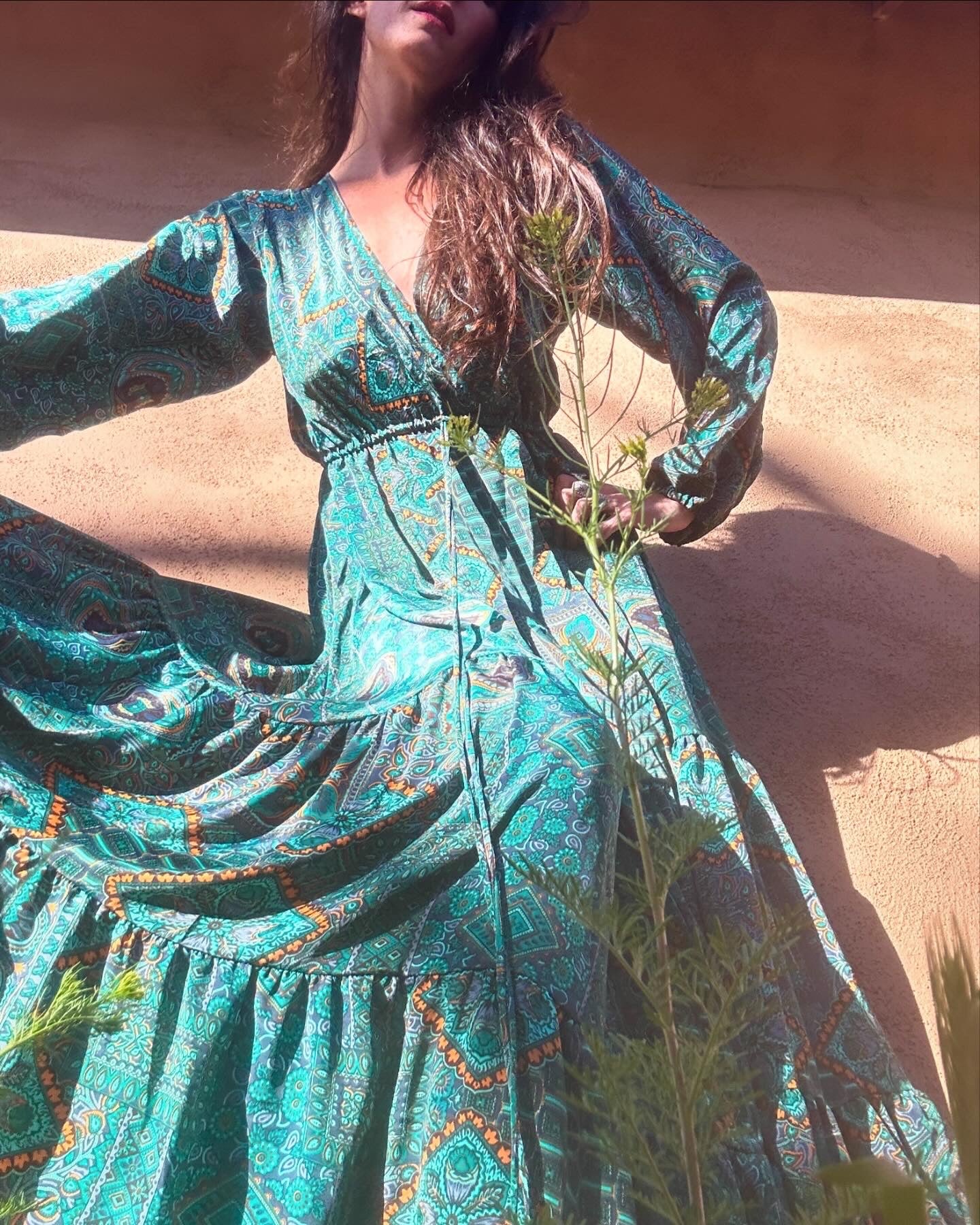Gold Dust Woman Dress Stevie Nicks-Inspired Tiered Maxi | Silk Blend | One Size Peacock Gold Dust Woman Dress Stevie Nicks-Inspired Tiered Maxi | Silk Blend | One Size Peacock