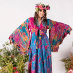 Day Dream Pink Watercolor SILK SLIP DRESS SET, fits 0-16, Super Bell, fits xs/xlarge, 70s