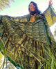 SILK DRESS SET Green 70s Paisley Halter Ruffle Maxi Kimono to Match Stevie Nicks