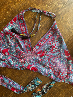 HIPPIE SILK HALTER,  Reversible Two Sided, One size to Plus  Fits xs to xxl
