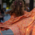 3 Piece SILK PANTS SET with Kimono Robe , orange 1970s, one size