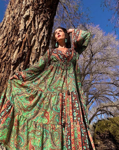 Gold Dust Woman Dress Stevie Nicks-Inspired Tiered Maxi | Silk Blend | One Size Gold Dust Woman Paisley Gold Dust Woman Dress Stevie Nicks-Inspired Tiered Maxi | Silk Blend | One Size Gold Dust Woman Paisley