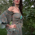 Stevie Nicks Dreams Dress, 70% Silk Two Layers, sizing XS to 5X, Enchanted Forest print