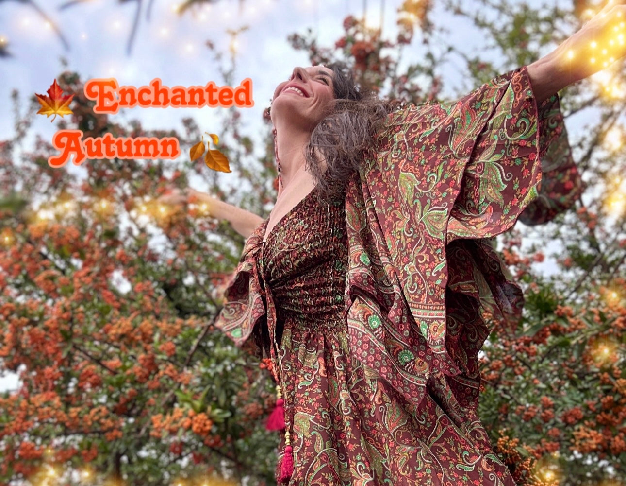 Stevie Nicks Dreams Dress, 70% Silk Two Layers, sizing XS to 5X, Ethereal Earth print