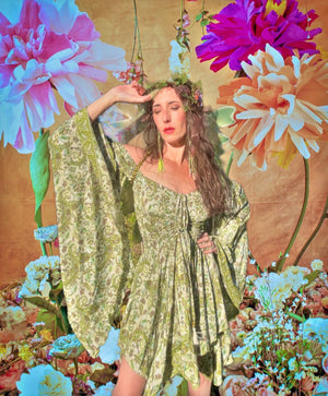 Stevie Sisters of the Moon Mini Dress – 70% Silk, Two Layers | Fairy, Witchy, Stevie Nicks-Inspired | XS to 5X