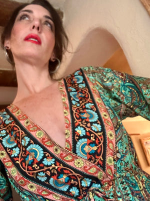Gold Dust Woman Dress Stevie Nicks-Inspired Tiered Maxi | Silk Blend | One Size Peacock Gold Dust Woman Dress Stevie Nicks-Inspired Tiered Maxi | Silk Blend | One Size Peacock
