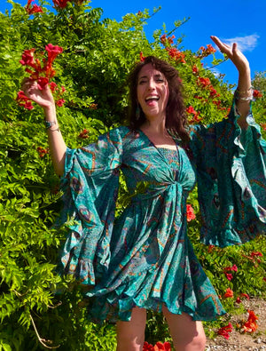 “Talk to me” SILK FAIRY DRESS Set,  Silk Rayon Full flowy Skirt short