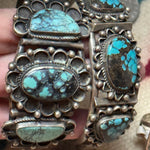 Turquoise Cuff Bracelet Native American Navajo Vintage Genuine Sterling Silver