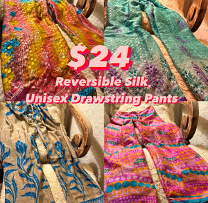 DRAWSTRING REVERSIBLE PANTS Silk Two prints Assorted xs/s, M/l or Xl