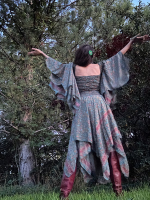 Stevie Nicks Dreams Dress, 70% Silk Two Layers, sizing XS to 5X, Enchanted Forest print