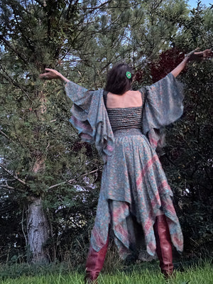 Stevie Nicks Dreams Dress Enchanted Forest Print | 70% Silk Two-Layer Maxi | Xs to 5X | in Stock! 2X/3X Stevie Nicks Dreams Dress Enchanted Forest Print | 70% Silk Two-Layer Maxi | Xs to 5X | in Stock! 2X/3X