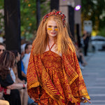Monarch Butterfly Fairy Set, 100% silk Skirt Set with Wrap Top Rust Red Orange