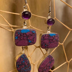 VINTAGE AMETHYST EARRINGS Silver Dangle Rare Native American Handcrafted