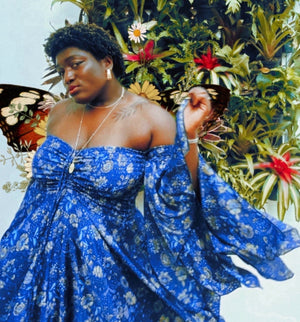 STEVIE DREAMS DRESS | Boho Stevie Nicks-Inspired Maxi | 70% Silk | XS to 5X | Blue, Purple & Red