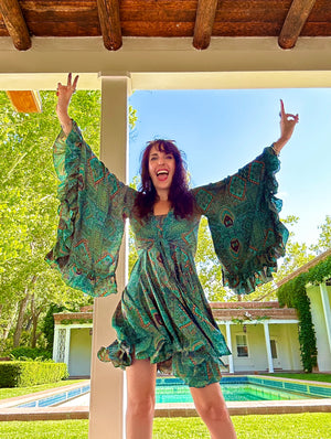 Talk to me SILK FAIRY DRESS Set, SILK Rayon Full flowy Skirt short Talk to me SILK FAIRY DRESS Set, SILK Rayon Full flowy Skirt short