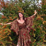 Stevie Nicks Dreams Dress, 70% Silk Two Layers, sizing XS to 5X, Ethereal Earth print