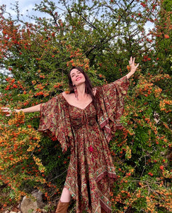 Stevie Nicks Dreams Dress, 70% Silk Two Layers, sizing XS to 5X, Ethereal Earth print