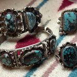 Turquoise Cuff Bracelet Native American Navajo Vintage Genuine Sterling Silver