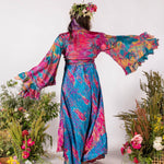 Day Dream Pink Watercolor SILK SLIP DRESS SET, fits 0-16, Super Bell, fits xs/xlarge, 70s