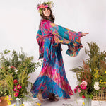 Day Dream Pink Watercolor SILK SLIP DRESS SET, fits 0-16, Super Bell, fits xs/xlarge, 70s