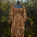 Stevie Nicks Dreams Dress, 70% Silk Two Layers, sizing XS to 5X, Ethereal Earth print