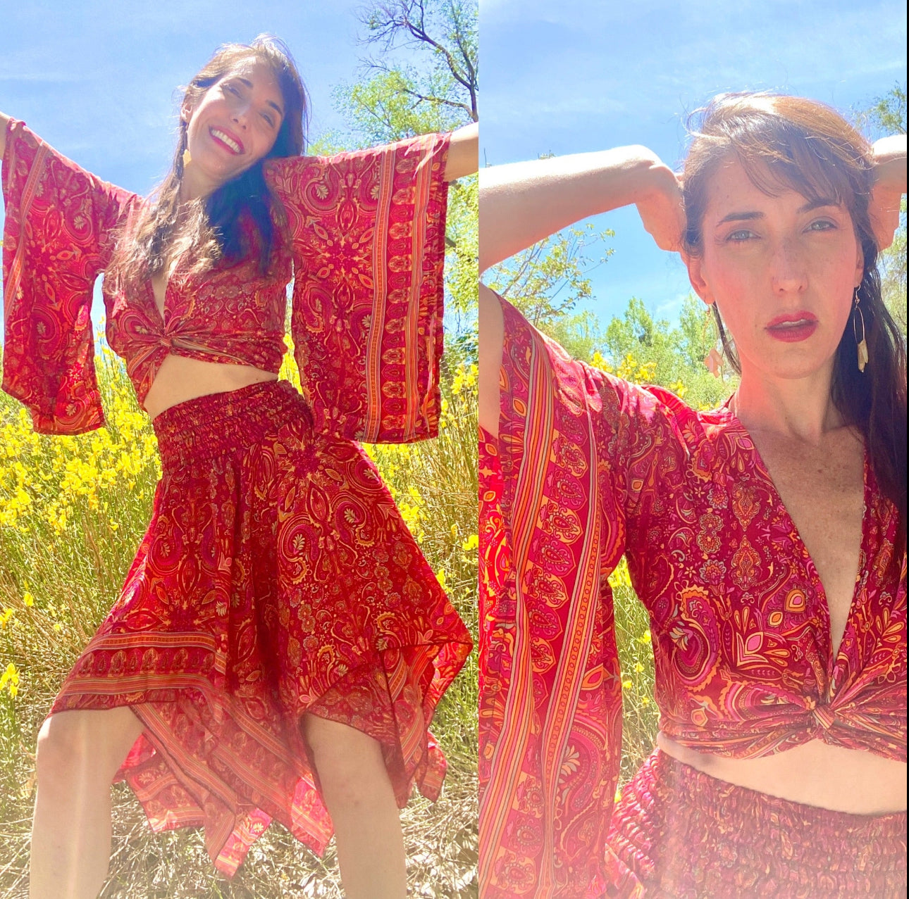 GYPSY SILK SKIRT, 2 Way Skirt/ Strapless Dress Size XS - 5x