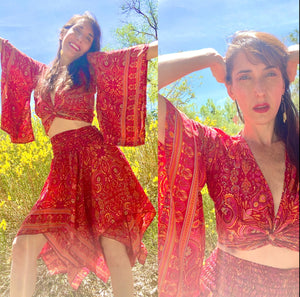 GYPSY SILK SKIRT, 2 Way Skirt/ Strapless Dress Size XS - 5x