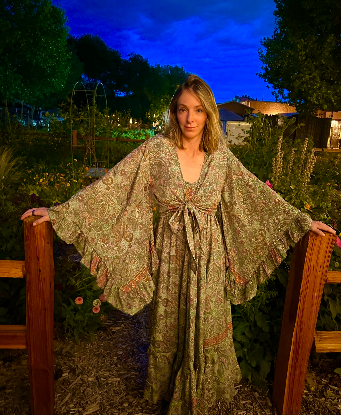 flowy boho dress with sleeves Morttic Women's Elegant Floral Maxi Dress Long Sleeve V-Neck Flowy Boho Dress Casual & Formal Wear Light Blue M