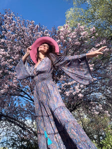 Sorceress Stevie Maxi Dress – Long Sleeve Ruffle Tiered Boho Dress | Witchy Stevie Nicks-Inspired Gown | 70% Silk | XS to 5X