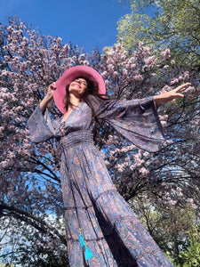 Sorceress Stevie Maxi Dress Long Sleeve Ruffle Tiered Boho Dress | Witchy Stevie Nicks-Inspired Gown | 70% Silk | Xs to 5X XL/1X / Purple Happiness Sorceress Stevie Maxi Dress Long Sleeve Ruffle Tiered Boho Dress | Witchy Stevie Nicks-Inspired Gown | 70% Silk | Xs to 5X XL/1X / Purple Happiness