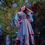 Stevie Nicks Dreams Dress, 70% Silk Two Layers, sizing XS to 5X, Enchanted Forest print