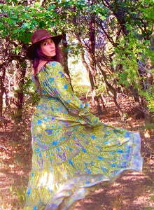 BELL SLEEVE DRESS Green Magic Maxi Bell Sleeve (Fits xs/xl)