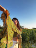 100% SILK BELL SLEEVE fits xs to xl Crop All Silk Hippie 70s Spring with Ruffle