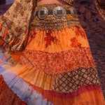 Southwest Sunset Silk Skirt SET, 2pc top with Maxi Skirt, one size