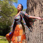 Sunset Sunshine SILK SKIRT SET Fits Up to XL, Silk 2 piece Set