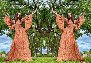 Butterfly Bell Sleeve Maxi Dress Silk Boho Fairy Dress | 70s Inspire Shop Bouboulina Butterfly Bell Sleeve Maxi Dress Silk Boho Fairy Dress | 70s Inspire Shop Bouboulina