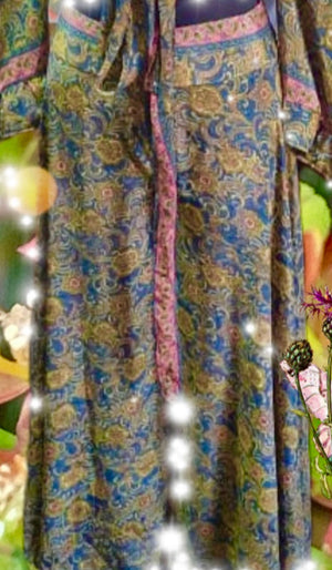 70s Fairy Bellbottom Pants…. Pants Only..  with Pink Blossom Print fits one size :xs to xl