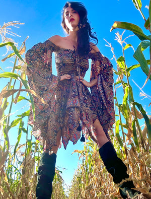 Stevie Sisters of the Moon Mini Dress 70% Silk, Two Layers | Fairy, Witchy, Stevie Nicks-Inspired | XS to 5X | 6 Prints xl/1x / Romanic Witch Stevie Sisters of the Moon Mini Dress 70% Silk, Two Layers | Fairy, Witchy, Stevie Nicks-Inspired | XS to 5X | 6 Prints xl/1x / Romanic Witch
