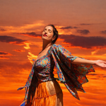 Sunset Sunshine SILK SKIRT SET Fits Up to XL, Silk 2 piece Set