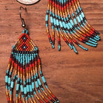 HAND BEADED EARRINGS Navajo New Mexico Made