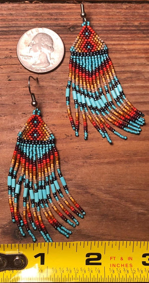 Classic Hand-Beaded Earrings – Navajo Traditional Teachings